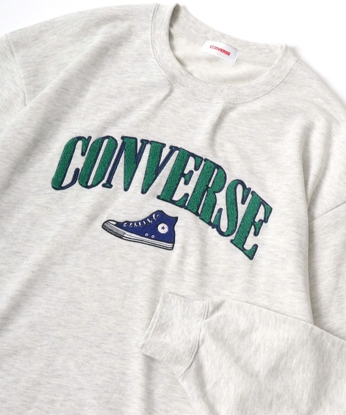 CONVERSE(コンバース)の「CONVERSE/コンバース サガラ刺繍 オーバーサイズ クルーネックスウェット レディース メンズ トレーナー(スウェット・レディース・オフホワイト/グレー/ブラック/グレー系その他/イエロー/グリーン系その他/グリーン・M/L/LL)」の4枚目の写真