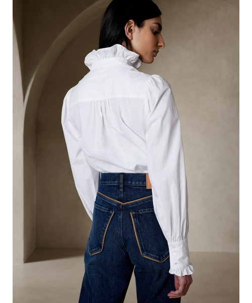 Banana Republic(バナナリパブリック)の「Harper ラッフルシャツ(シャツ/ブラウス・レディース・ホワイト・XS/M/S/L)」の3枚目の写真