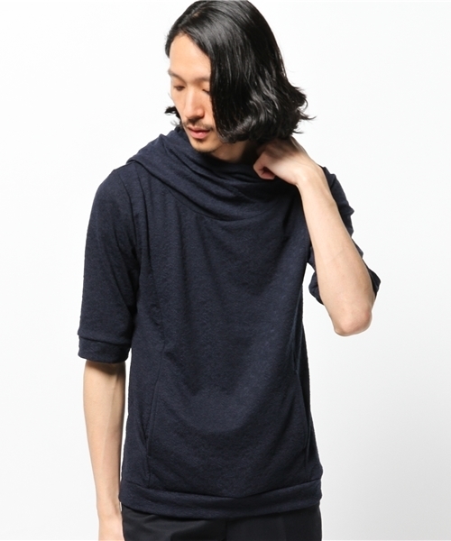 Lui's（ルイス）の「Lui's(ルイス) 5分袖ドレープTシャツパーカー（パーカー・メンズ・ホワイト/ブラック/ネイビー・SMALL/MEDIUM）」の3枚目の写真