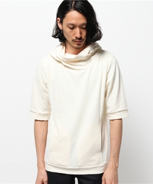 Lui's（ルイス）の「Lui's(ルイス) 5分袖ドレープTシャツパーカー（パーカー・メンズ・ホワイト/ブラック/ネイビー・SMALL/MEDIUM）」の4枚目の写真