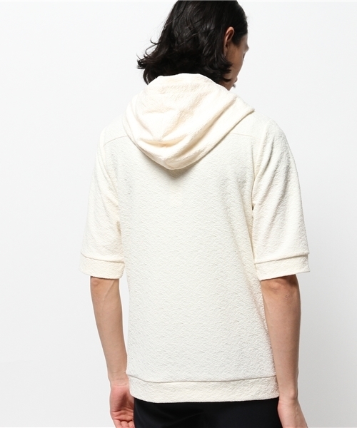 Lui's（ルイス）の「Lui's(ルイス) 5分袖ドレープTシャツパーカー（パーカー・メンズ・ホワイト/ブラック/ネイビー・SMALL/MEDIUM）」の6枚目の写真