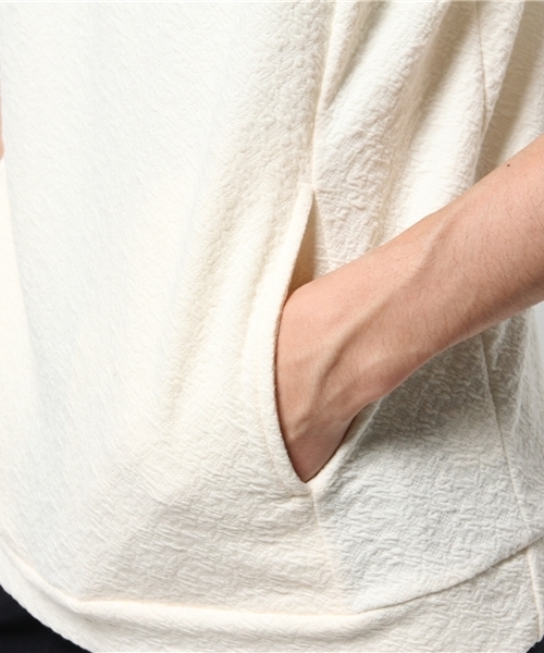 Lui's（ルイス）の「Lui's(ルイス) 5分袖ドレープTシャツパーカー（パーカー・メンズ・ホワイト/ブラック/ネイビー・SMALL/MEDIUM）」の9枚目の写真