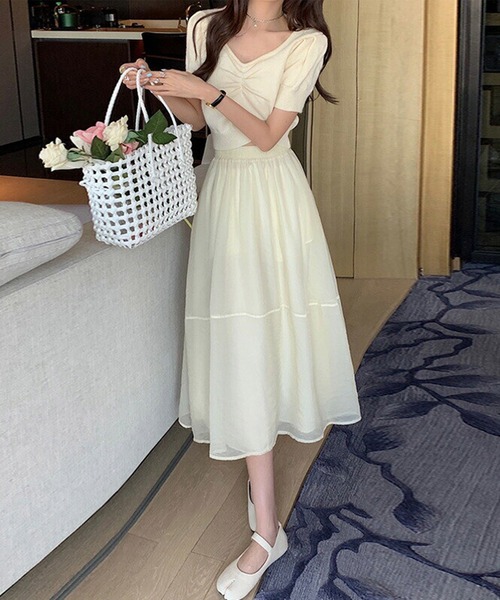 NinaetLina（ニナエリナ）の「フレアシフォンスカート（ジャンパースカート・レディース・ホワイト/ライトブラウン/ライトベージュ/ブラック・M/L）」の12枚目の写真