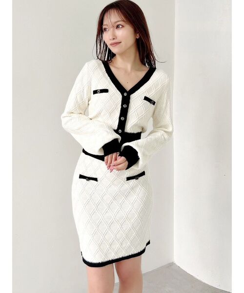 セール】バイカラーツイードニットスカート【セットアップ着用可能