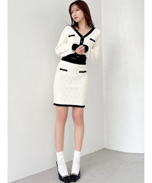 セール】バイカラーツイードニットスカート【セットアップ着用