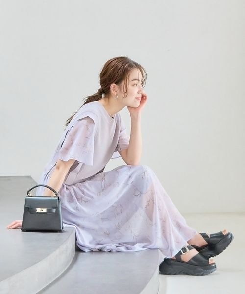 mysty woman(ミスティウーマン)の「ニットベスト2P柄ワンピースSS 186031(ワンピース・レディース・チャコールグレー/ライトグレー/オフホワイト/ラベンダー/アイボリー・FREE)」の15枚目の写真