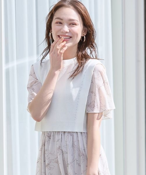mysty woman(ミスティウーマン)の「ニットベスト2P柄ワンピースSS 186031(ワンピース・レディース・チャコールグレー/ライトグレー/オフホワイト/ラベンダー/アイボリー・FREE)」の10枚目の写真
