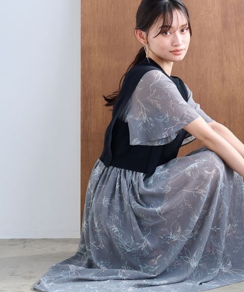 mysty woman(ミスティウーマン)の「ニットベスト2P柄ワンピースSS 186031(ワンピース・レディース・チャコールグレー/ライトグレー/オフホワイト/ラベンダー/アイボリー・FREE)」の17枚目の写真