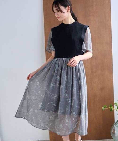 mysty woman(ミスティウーマン)の「ニットベスト2P柄ワンピースSS 186031(ワンピース・レディース・チャコールグレー/ライトグレー/オフホワイト/ラベンダー/アイボリー・FREE)」の18枚目の写真