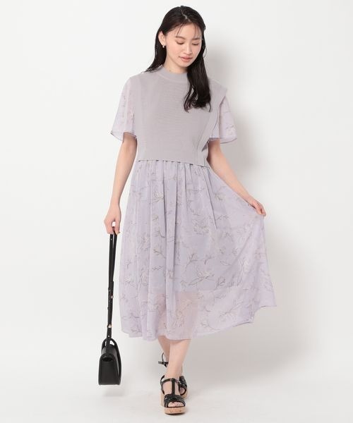 mysty woman(ミスティウーマン)の「ニットベスト2P柄ワンピースSS 186031(ワンピース・レディース・チャコールグレー/ライトグレー/オフホワイト/ラベンダー/アイボリー・FREE)」の20枚目の写真