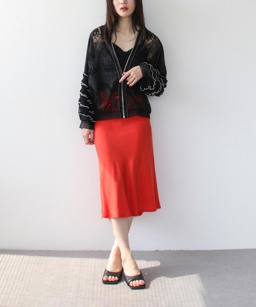 Three Four Time(スリーフォータイム)の「<接触冷感>キュプラマーメイドスカート(スカート・レディース・ブルー/ブラック/ベージュ/オレンジ・FREE)」の13枚目の写真