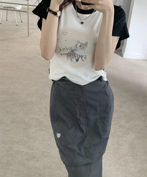 almo（アルモ）の「キャットプリントラグランチビTシャツ(BQ)（Tシャツ/カットソー・レディース・ブラック/ピンク・FREE）」の22枚目の写真