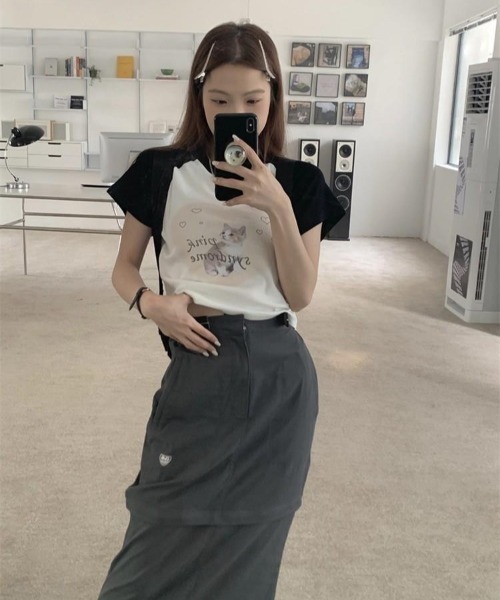 almo（アルモ）の「キャットプリントラグランチビTシャツ(BQ)（Tシャツ/カットソー・レディース・ブラック/ピンク・FREE）」の17枚目の写真