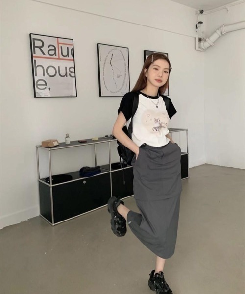 almo（アルモ）の「キャットプリントラグランチビTシャツ(BQ)（Tシャツ/カットソー・レディース・ブラック/ピンク・FREE）」の12枚目の写真