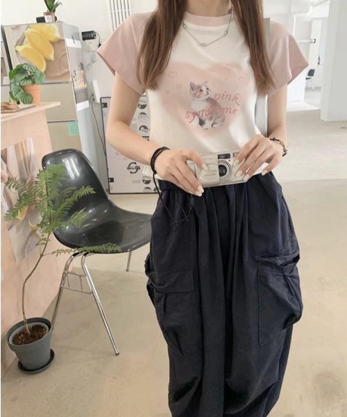 almo（アルモ）の「キャットプリントラグランチビTシャツ(BQ)（Tシャツ/カットソー・レディース・ブラック/ピンク・FREE）」の10枚目の写真