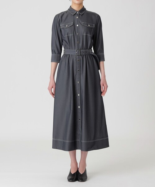 LOVELESS(ラブレス)の「デニムライクブロッキングシャツドレス(シャツワンピース・レディース・ネイビー・34/36)」の2枚目の写真