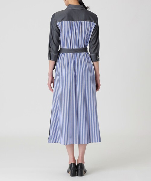 LOVELESS(ラブレス)の「デニムライクブロッキングシャツドレス(シャツワンピース・レディース・ネイビー・34/36)」の4枚目の写真