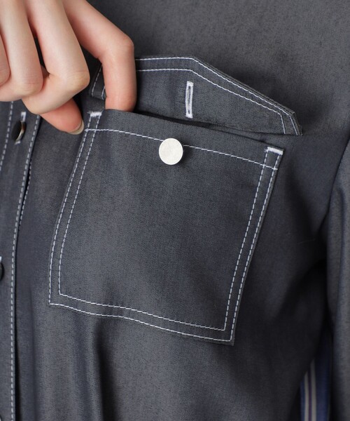LOVELESS(ラブレス)の「デニムライクブロッキングシャツドレス(シャツワンピース・レディース・ネイビー・34/36)」の5枚目の写真
