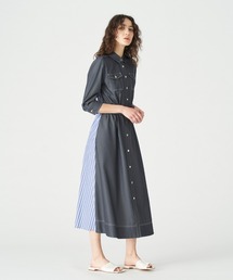 LOVELESS | デニムライクブロッキングシャツドレス(シャツワンピース)