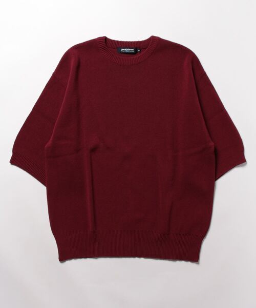 UNION STATION（ユニオンステーション）の「5分袖 ニットTシャツ /ウォッシャブル（ニット/セーター・メンズ・レッド/ネイビー/キャメル・L/M/S）」の3枚目の写真
