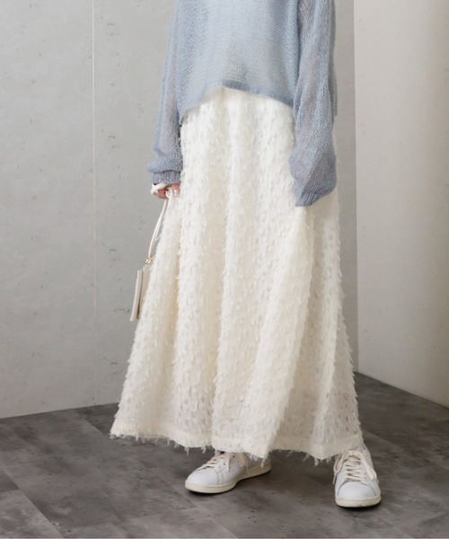 Per sist ence(パーシエンス)の「Per sist ence/パーシエンス フリンジジャガードギャザースカート(スカート・レディース・ブラック/グレー/アイボリー・FREE)」の19枚目の写真