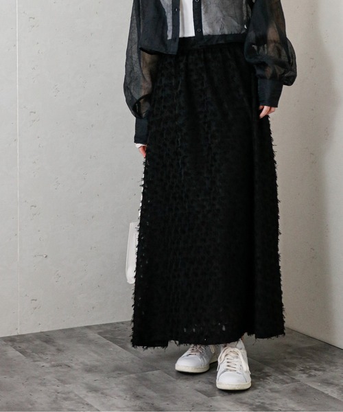 Per sist ence(パーシエンス)の「Per sist ence/パーシエンス フリンジジャガードギャザースカート(スカート・レディース・ブラック/グレー/アイボリー・FREE)」の20枚目の写真