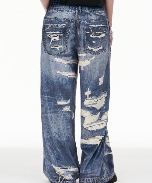 MODITEC(モディテック)の「【MODITEC/モディテック】M piercing printed jeans/ プリントデニム 転写プリント ワイドパンツ(その他パンツ・メンズ・ブルー・M/L)」の6枚目の写真