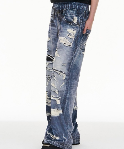 MODITEC(モディテック)の「【MODITEC/モディテック】M piercing printed jeans/ プリントデニム 転写プリント ワイドパンツ(その他パンツ・メンズ・ブルー・M/L)」の12枚目の写真