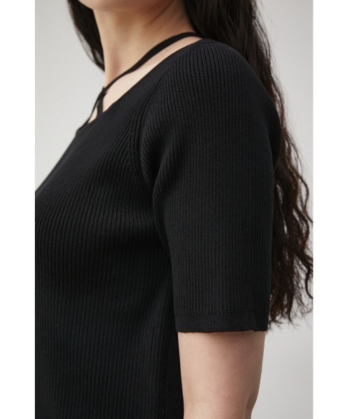 AZUL by moussy(アズールバイマウジー)の「STRING DESIGN KNIT TOPS/ストリングデザインニットトップス(ニット/セーター・レディース・ブラック/オレンジ/ライトパープル・SMALL/MEDIUM)」の4枚目の写真
