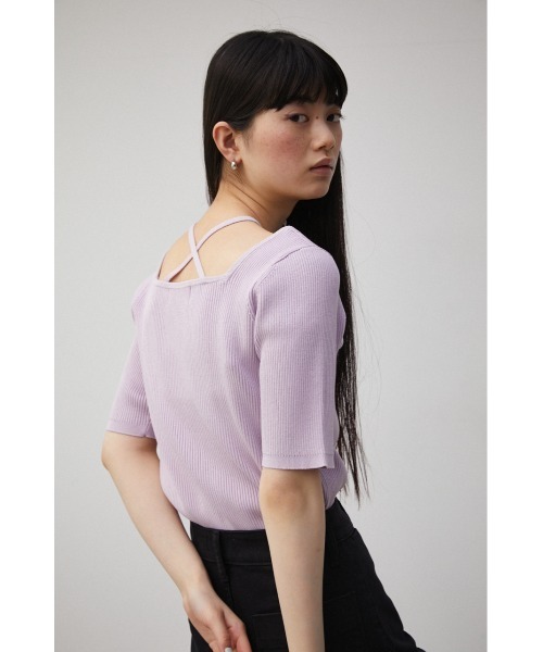 AZUL by moussy(アズールバイマウジー)の「STRING DESIGN KNIT TOPS/ストリングデザインニットトップス(ニット/セーター・レディース・ブラック/オレンジ/ライトパープル・SMALL/MEDIUM)」の11枚目の写真