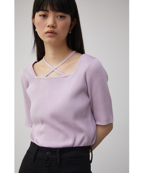AZUL by moussy(アズールバイマウジー)の「STRING DESIGN KNIT TOPS/ストリングデザインニットトップス(ニット/セーター・レディース・ブラック/オレンジ/ライトパープル・SMALL/MEDIUM)」の12枚目の写真