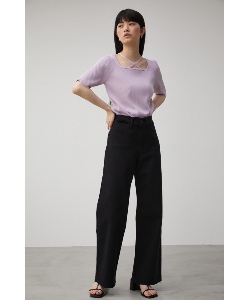 AZUL by moussy(アズールバイマウジー)の「STRING DESIGN KNIT TOPS/ストリングデザインニットトップス(ニット/セーター・レディース・ブラック/オレンジ/ライトパープル・SMALL/MEDIUM)」の13枚目の写真