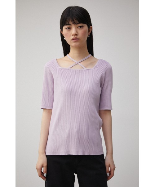 AZUL by moussy(アズールバイマウジー)の「STRING DESIGN KNIT TOPS/ストリングデザインニットトップス(ニット/セーター・レディース・ブラック/オレンジ/ライトパープル・SMALL/MEDIUM)」の14枚目の写真