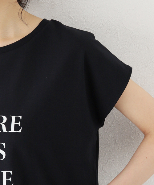 Simplicite（サンプリシテ）の「フレンチスリーブロゴTシャツ（Tシャツ/カットソー・レディース・ホワイト/アイボリー/ネイビー・FREE）」の4枚目の写真