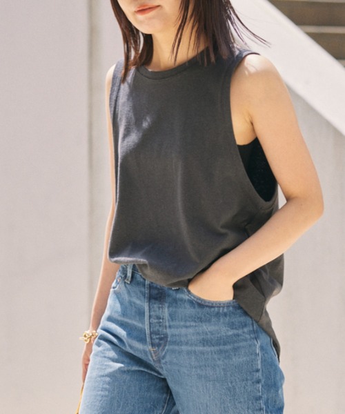 BABYLONE（バビロン）の「BIGアームホールカットソー（Tシャツ/カットソー・レディース・ダークグレー/オフホワイト・フリー）」の2枚目の写真