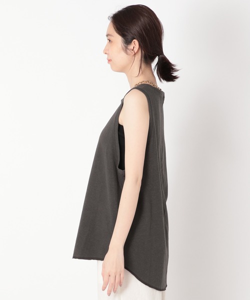 BABYLONE（バビロン）の「BIGアームホールカットソー（Tシャツ/カットソー・レディース・ダークグレー/オフホワイト・フリー）」の6枚目の写真