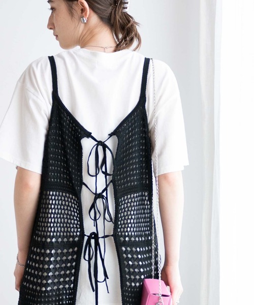 WEGO（ウィゴー）の「WEGO/2WAYクロシェロングジレ（ワンピース・レディース・ブラック/ホワイト・FREE）」の17枚目の写真