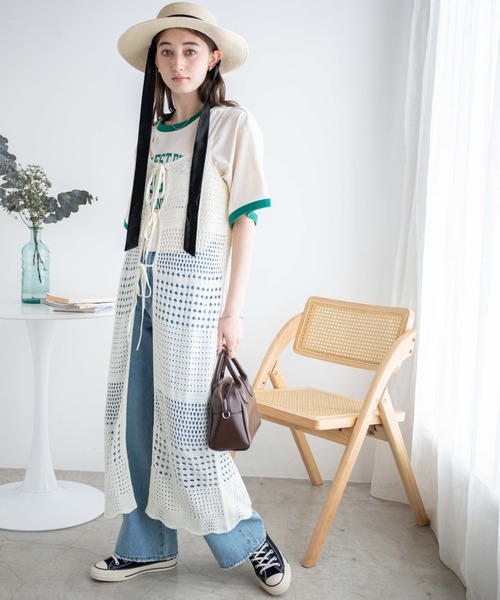 WEGO（ウィゴー）の「WEGO/2WAYクロシェロングジレ（ワンピース・レディース・ブラック/ホワイト・FREE）」の11枚目の写真