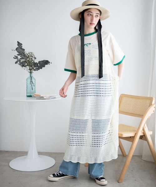 WEGO（ウィゴー）の「WEGO/2WAYクロシェロングジレ（ワンピース・レディース・ブラック/ホワイト・FREE）」の15枚目の写真