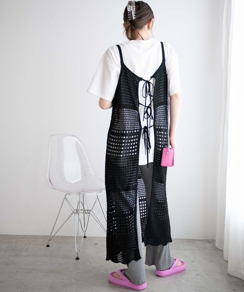 WEGO（ウィゴー）の「WEGO/2WAYクロシェロングジレ（ワンピース・レディース・ブラック/ホワイト・FREE）」の18枚目の写真