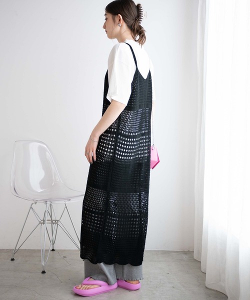 WEGO（ウィゴー）の「WEGO/2WAYクロシェロングジレ（ワンピース・レディース・ブラック/ホワイト・FREE）」の12枚目の写真