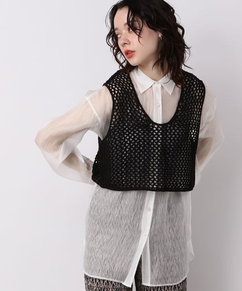 JEANASIS（ジーナシス）の「5GホールメッシュNS/905775（ベスト・レディース・オフホワイト/ブラック/オレンジ/アッシュブラウン・FREE）」の7枚目の写真