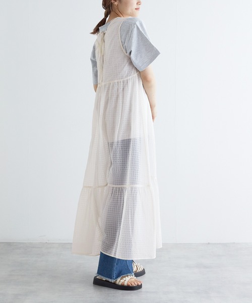 w closet（ダブルクローゼット）の「シアーVネックレース付きワンピース（ワンピース・レディース・オフホワイト/ブラック/ブラック系その他/ホワイト系その他・FREE）」の6枚目の写真