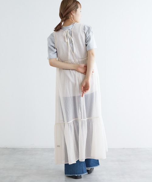 w closet（ダブルクローゼット）の「シアーVネックレース付きワンピース（ワンピース・レディース・オフホワイト/ブラック/ブラック系その他/ホワイト系その他・FREE）」の7枚目の写真