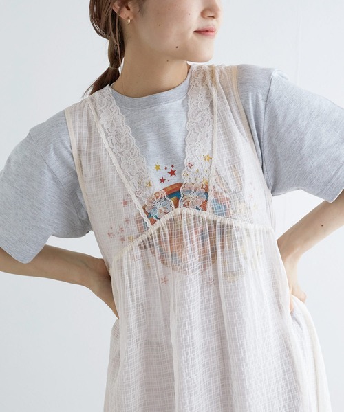 w closet（ダブルクローゼット）の「シアーVネックレース付きワンピース（ワンピース・レディース・オフホワイト/ブラック/ブラック系その他/ホワイト系その他・FREE）」の11枚目の写真