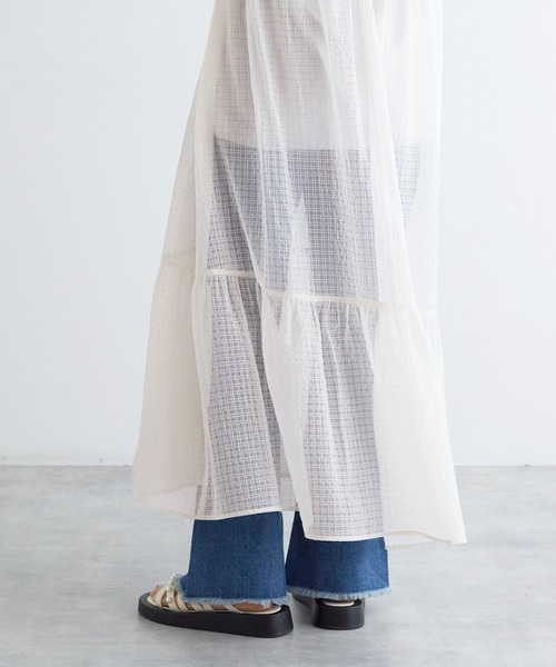 w closet（ダブルクローゼット）の「シアーVネックレース付きワンピース（ワンピース・レディース・オフホワイト/ブラック/ブラック系その他/ホワイト系その他・FREE）」の12枚目の写真