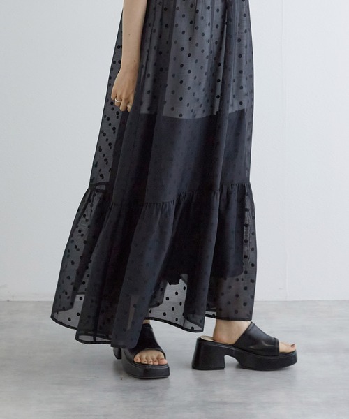 w closet（ダブルクローゼット）の「シアーVネックレース付きワンピース（ワンピース・レディース・オフホワイト/ブラック/ブラック系その他/ホワイト系その他・FREE）」の18枚目の写真