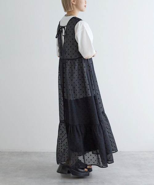 w closet（ダブルクローゼット）の「シアーVネックレース付きワンピース（ワンピース・レディース・オフホワイト/ブラック/ブラック系その他/ホワイト系その他・FREE）」の19枚目の写真
