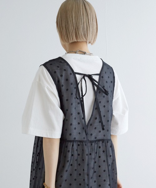 w closet（ダブルクローゼット）の「シアーVネックレース付きワンピース（ワンピース・レディース・オフホワイト/ブラック/ブラック系その他/ホワイト系その他・FREE）」の20枚目の写真