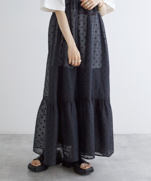 w closet（ダブルクローゼット）の「シアーVネックレース付きワンピース（ワンピース・レディース・オフホワイト/ブラック/ブラック系その他/ホワイト系その他・FREE）」の21枚目の写真